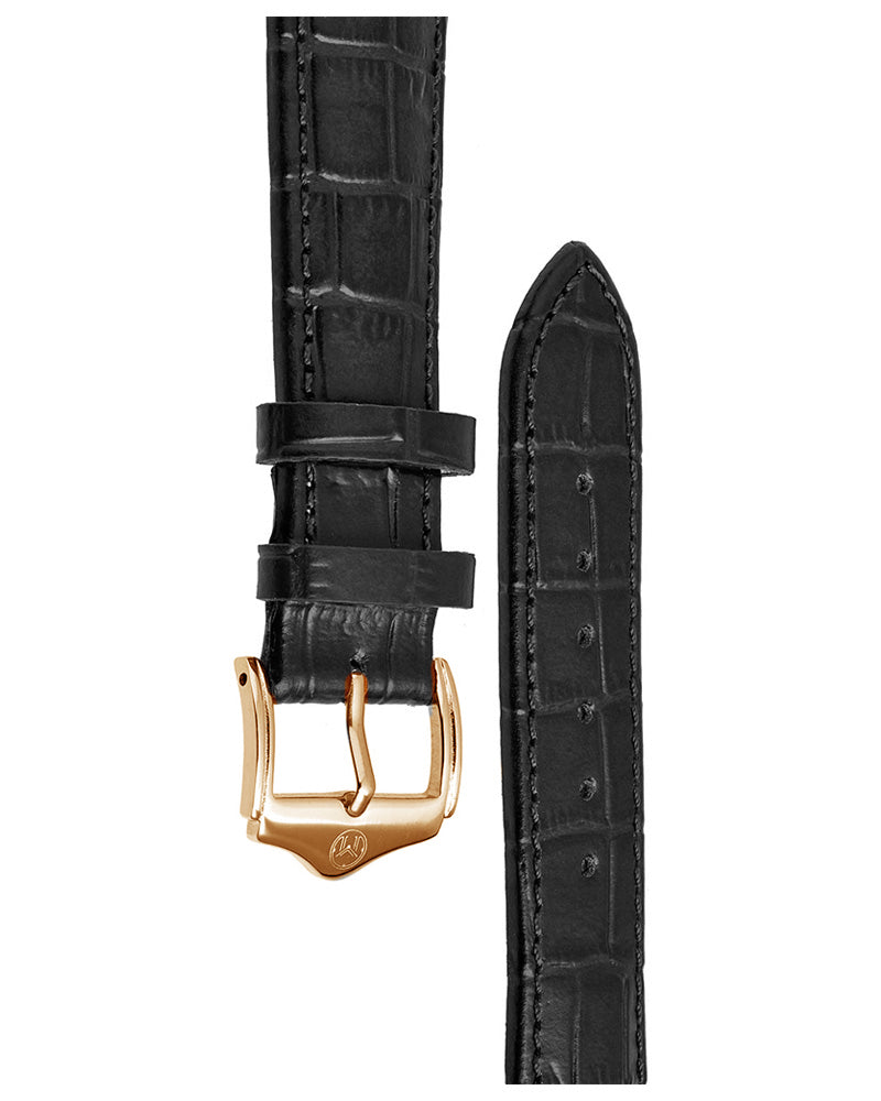 20mm Leather - Croc Grain - Black