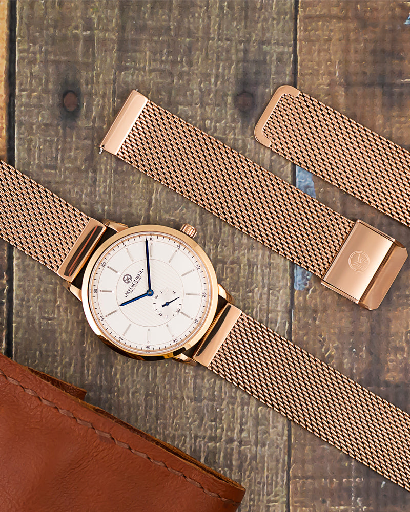 20mm Stainless Steel (PVD Rose Gold) Mesh Bracelet