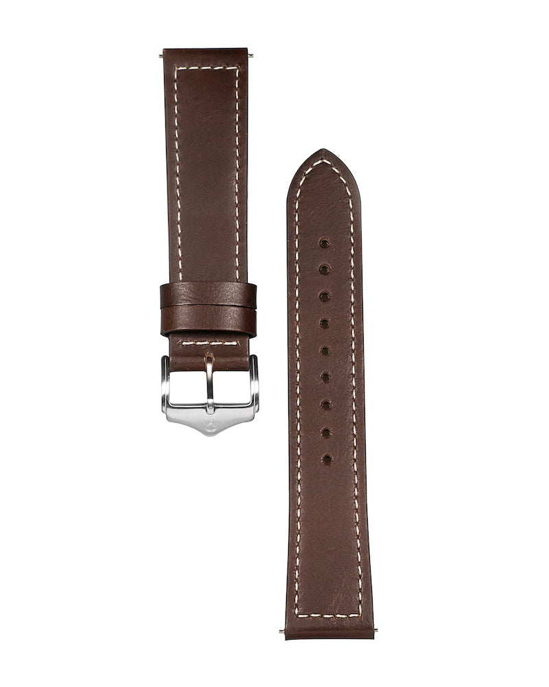 22mm Stitched Leather  - Lonsdale Strap - Brown