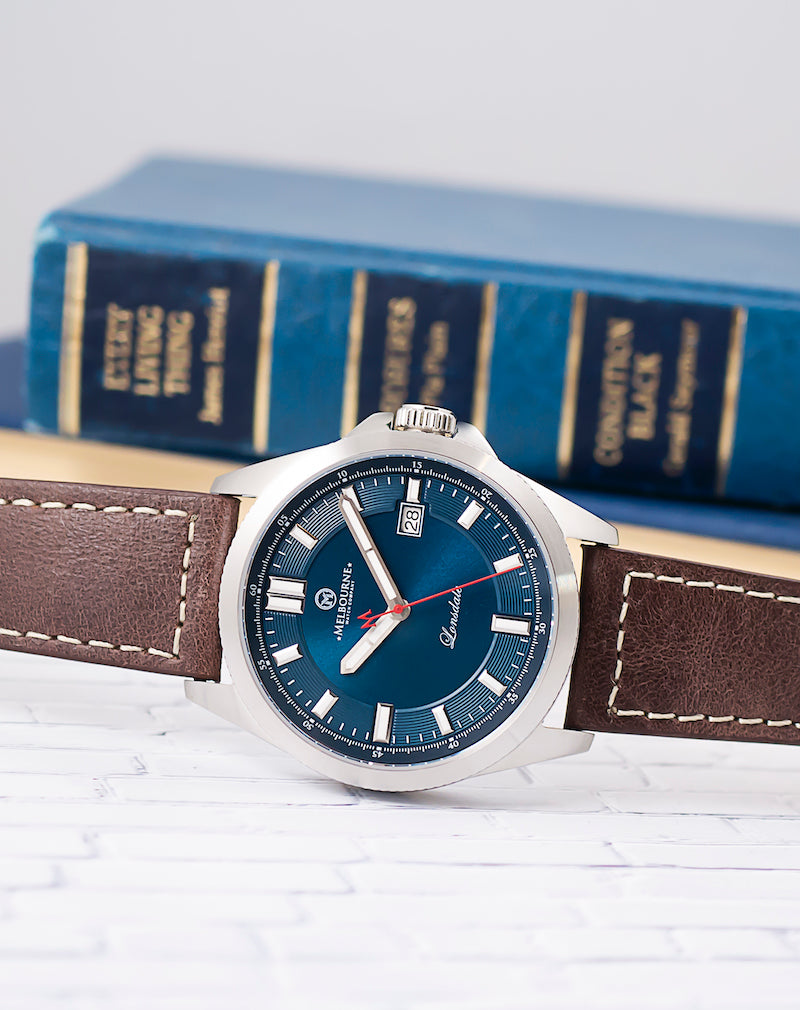 22mm Stitched Leather  - Lonsdale Strap - Brown